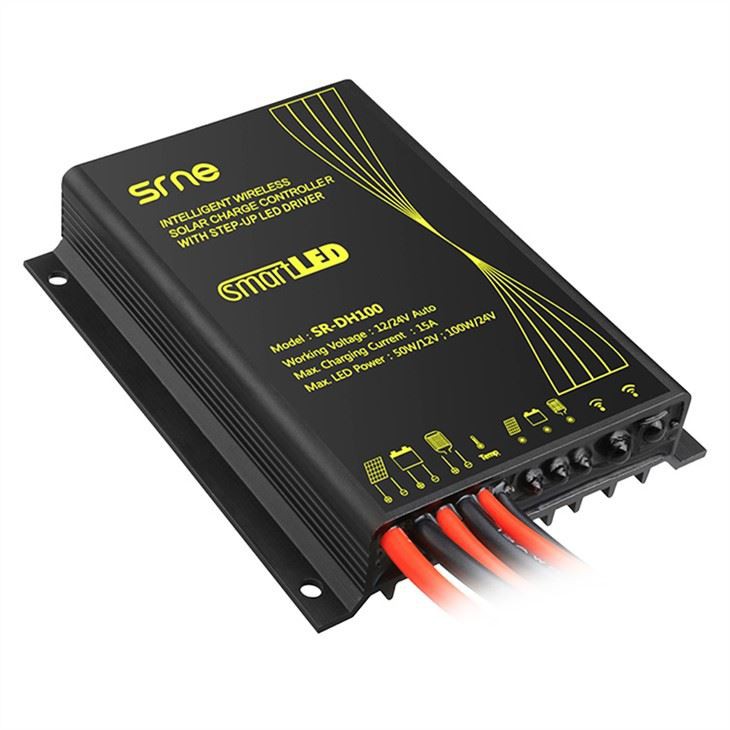 SRNE SR DH60 12V 24V Solar Charge Controller 10A Intelligent Wireless Solar  Charge Controller with Step up LED Driver IP68